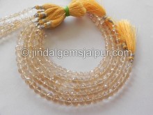 Apricot Yellow Quartz Faceted Round Shape Beads